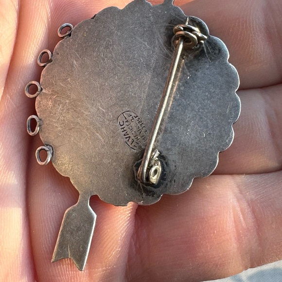 Vintage Signed 925 Sterling Silver Mexico Abalone Shell Arrows Tribal Pin/Brooch - Picture 9 of 9